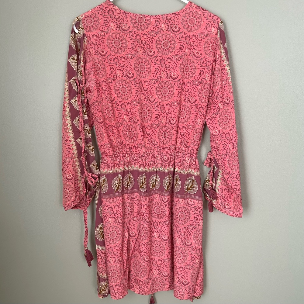 NWT raga passion struck slit sleeve mini dress women’s size medium pink boho - Picture 8 of 10